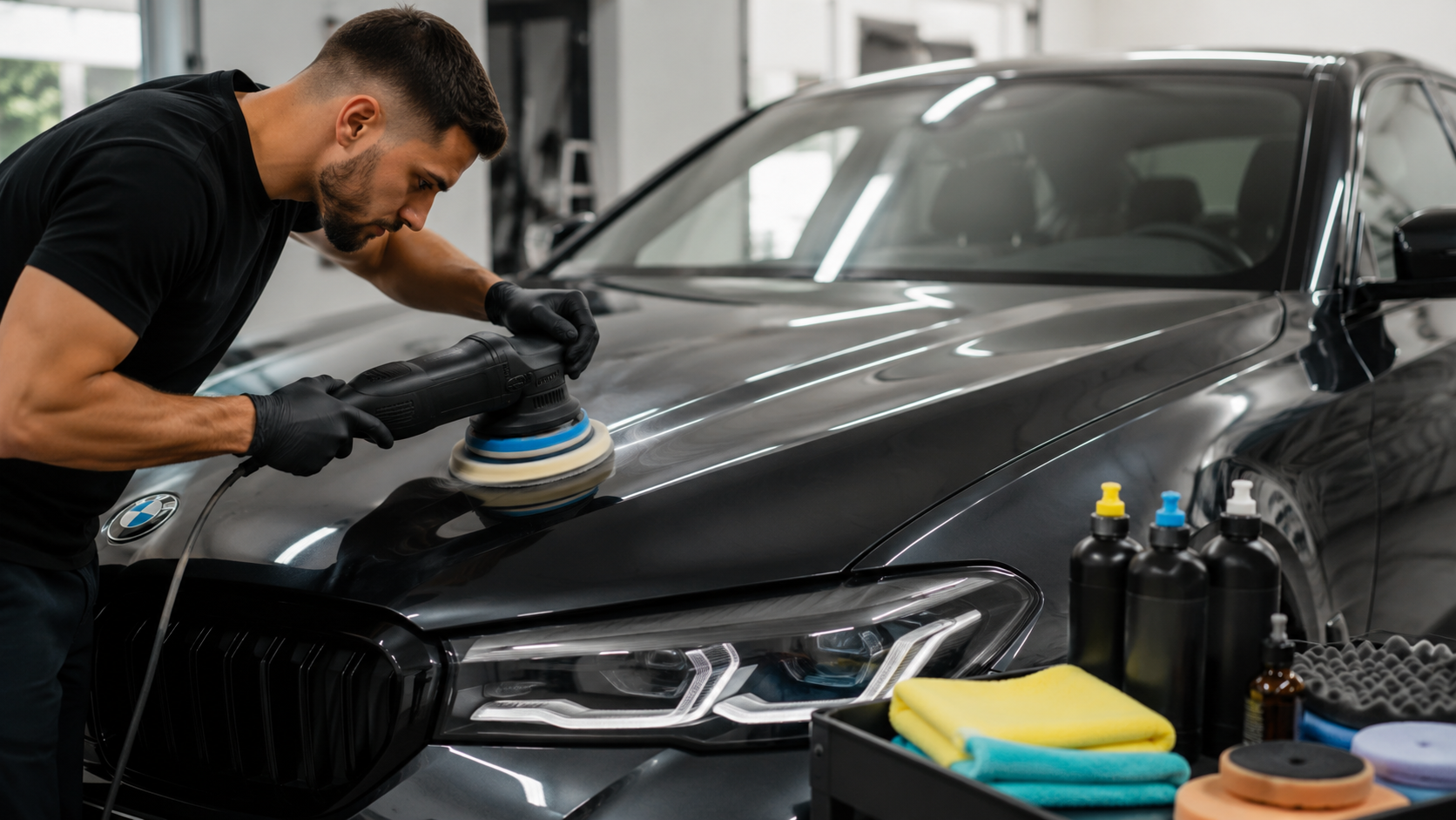 L'équipe Lux'Auto Spa au travail dans l'atelier